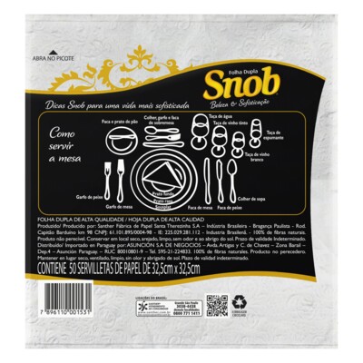 Guardanapo Snob 50un 33x30cm