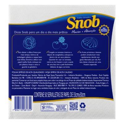 Guardanapo Snob 50un 33x30cm