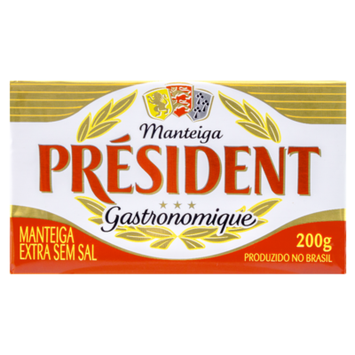 Manteiga S/sal President 200g Tablete