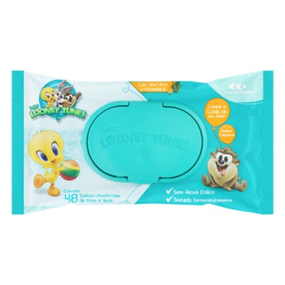 Toalhas Umed.baby Looney Tunes 48un S/alcool Etil.