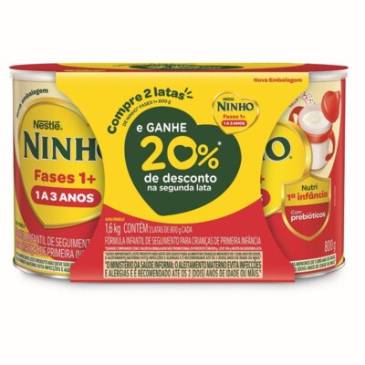 Composto Lacteo Ninho 1,6kg Fases1+ 20%desc