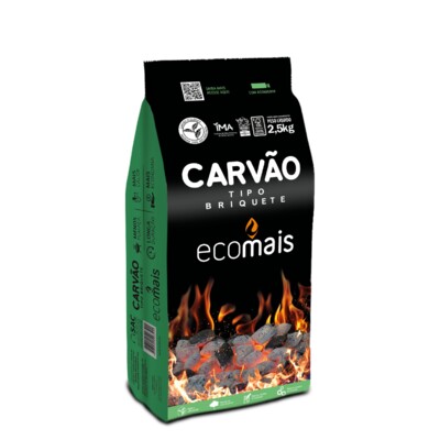 Carvao Briquete Ecomais 2,5kg Ecologico
