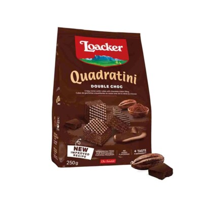 Biscoito Loacker Quadratini 125g Double Choc