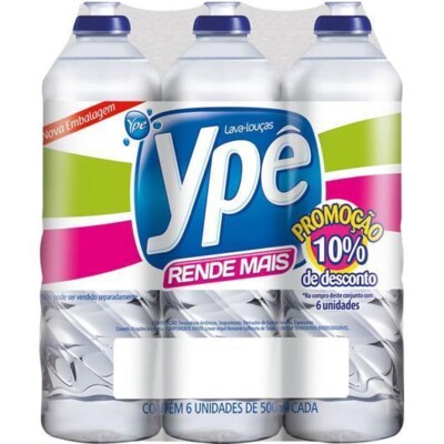 Detergente Ype 500ml 10% Desc. Pack C/6 Clear