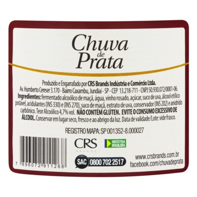 Espumante Chuva de Prata 660ml Ros.ap.maca/uva