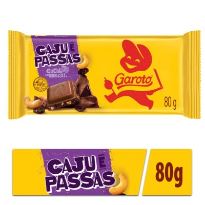 Chocolate Garoto 80g Caju/passas