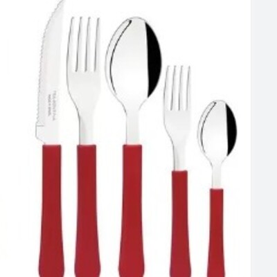 Talher Inox Tramontina Leme Un Vermelho