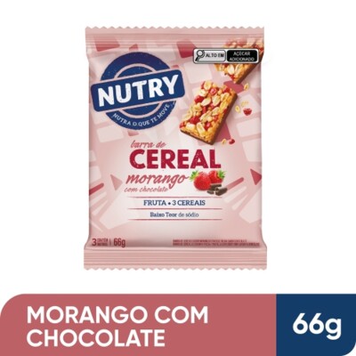 Barra Cereal Nutry 66g Morango/chocol.