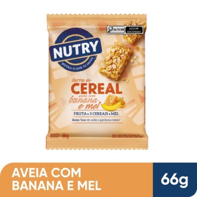 Barra Cereal Nutry 66g Aveia/banan/mel