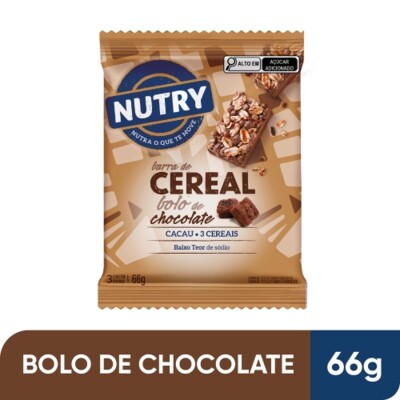 Barra Cereal Nutry 66g Bolo Chocolate