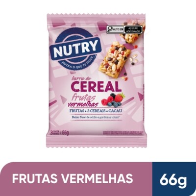 Barra Cereal Nutry 66g Frut.vermelhas