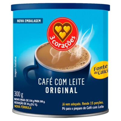 Cafe C/leite 3 Coracoes 300g Orig.lata