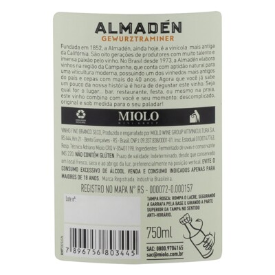 Vinho Bra Almaden 750ml Gewurztraminer