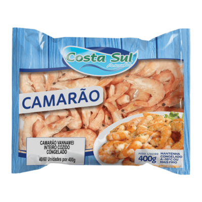 Camarao Vannamei Costa Sul 400g Cong.int.40/60