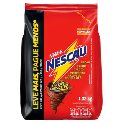 Achocolatado em Po Nescau 1,02kg 100g Gratis