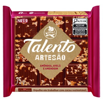 Chocolate Garoto Talento 75g Amendoa Avela