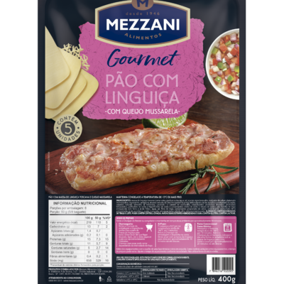 Pao Linguica Gourmet Mezzani 400g Qjo.mussarela