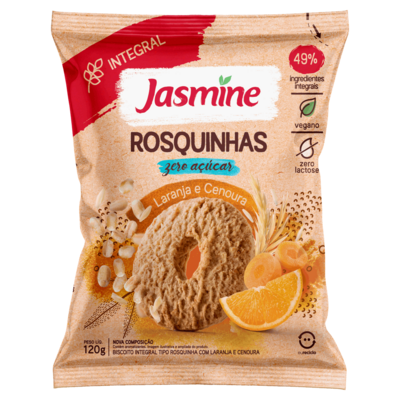 Rosquinha Zero Acucar Jasmine 120g Laranja/cenoura