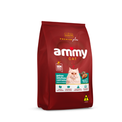 Racao P/gatos Ammy Cat 1kg Ad.cast.car/fgo