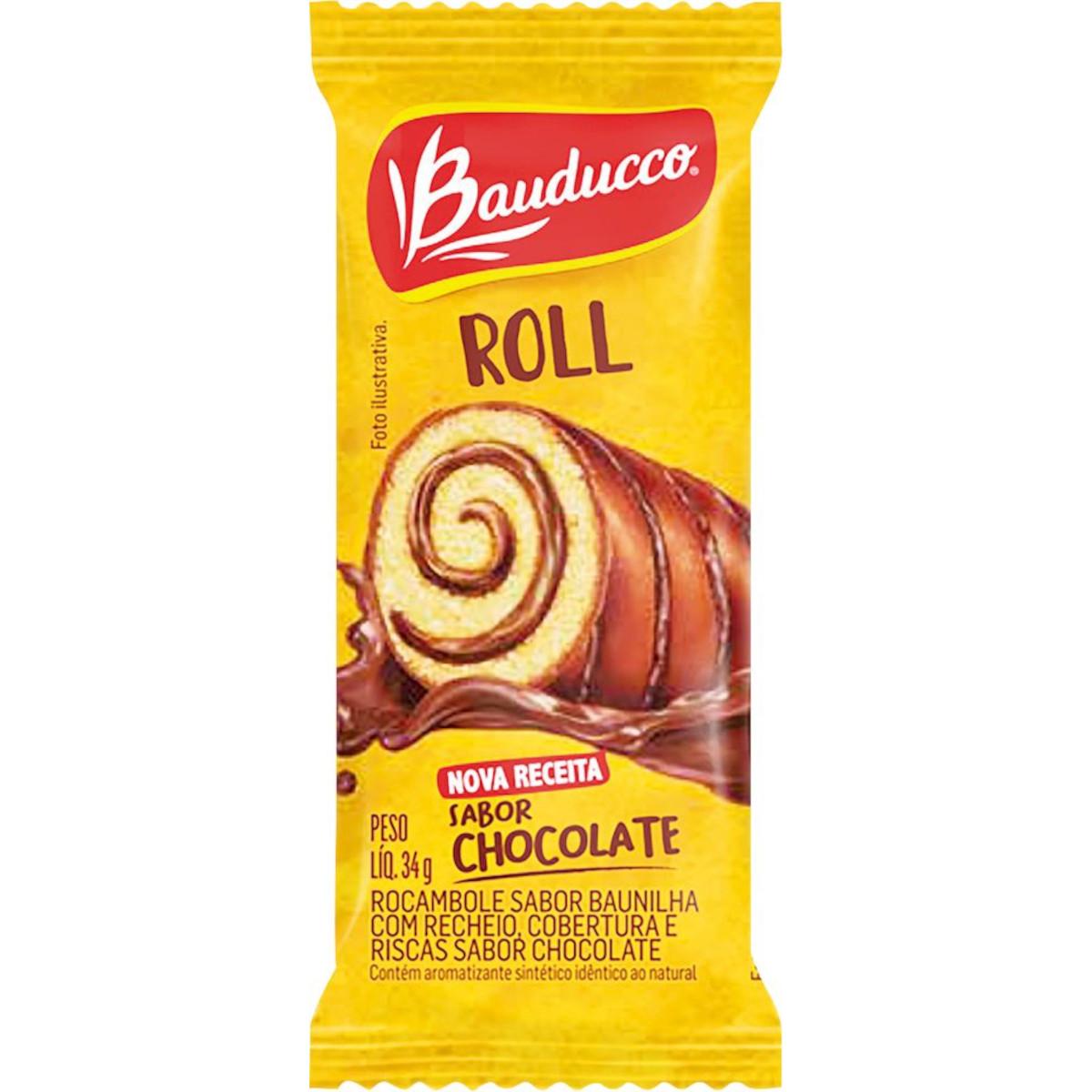 Bolinho Roll Cake Bauducco 34g Chocolate é aqui na Barcelos